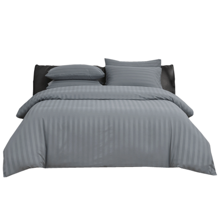 ชุดผ้าปูที่นอน 5 ฟุต 7 ชิ้น IBED ลายริ้ว MIDNIGHT GRAY พร้อมผ้านวมถอดซัก_0